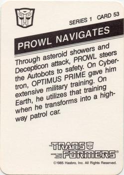 1985 Hasbro Transformers #53 Prowl Navigates Back