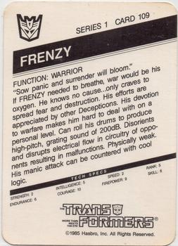 1985 Hasbro Transformers #109 Frenzy Back