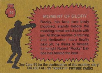 1979 Topps Rocky II #92 Moment of Glory Back