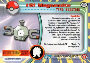 2000 Topps Pokemon TV Animation Edition Series 2 #81 Magnemite Back