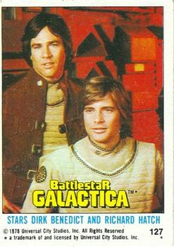 1978 Topps Battlestar Galactica #127 Stars Dirk Benedict and Richard Hatch Front
