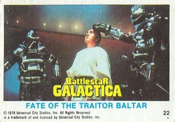 1978 Topps Battlestar Galactica #22 Fate of the Traitor Baltar Front