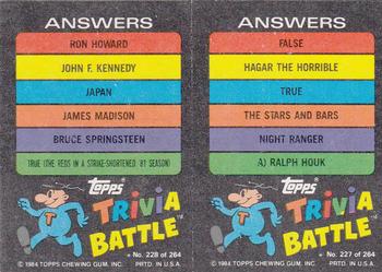1984 Topps Trivia Battle Game #227 / 228 Card 227 / Card 228 Back