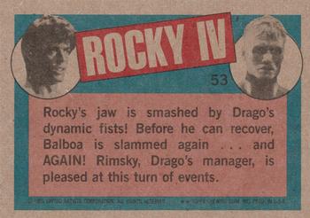 1985 Topps Rocky IV #53 Drago's Sunday Punch! Back