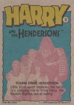 1987 Topps Harry and the Hendersons #6 Young Ernie Henderson Back