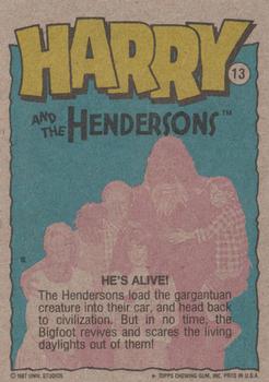 1987 Topps Harry and the Hendersons #13 He's Alive! Back