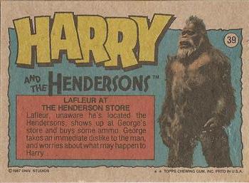 1987 Topps Harry and the Hendersons #39 Lafleur at the Henderson Store Back