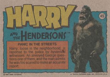 1987 Topps Harry and the Hendersons #45 Panic in the Streets Back