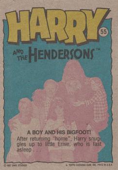 1987 Topps Harry and the Hendersons #55 A Boy and His Bigfoot! Back