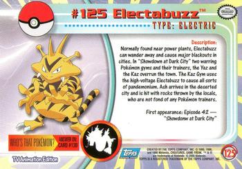 2000 Topps Pokemon TV Animation Edition Series 3 #125 Electabuzz Back