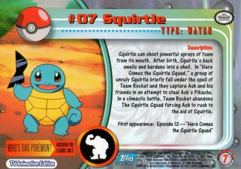 1999 Topps Pokemon TV Animation Edition Series 1 #7 Squirtle Back