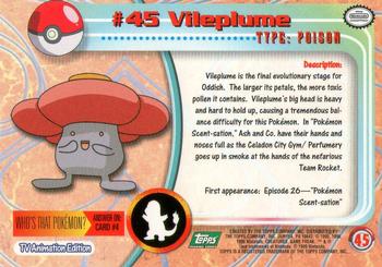 1999 Topps Pokemon TV Animation Edition Series 1 - Green Topps Logo #45 Vileplume Back