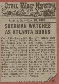 1962 Topps Civil War News #80 City in Flames Back