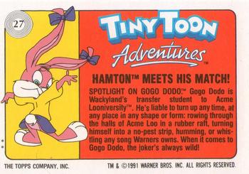 1991 Topps Tiny Toon Adventures #27 Hamton Meets His Match! Back