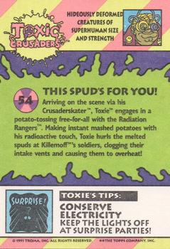 1991 Topps Toxic Crusaders #54 This Spud's for You! Back