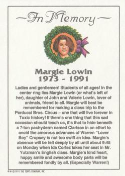 1991 Topps Toxic High School #6 Maqrgie Lowin: R.I.P. Back