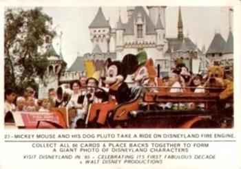 1965 Donruss Disneyland (Puzzle Back) #27 Mickey Mouse and His Dog Pluto Take a Ride on Disneyland Fire Engine Front