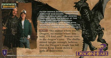 1996 Topps Dragonheart #6 Actor Dennis Quaid and Director Rob C Back