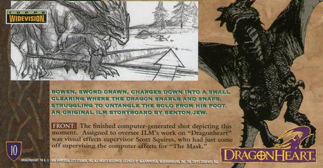 1996 Topps Dragonheart #10 Bowen, sword drawn, charges down int Back