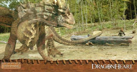 1996 Topps Dragonheart #19 Realizing the dragon's tail is stuck in t Front