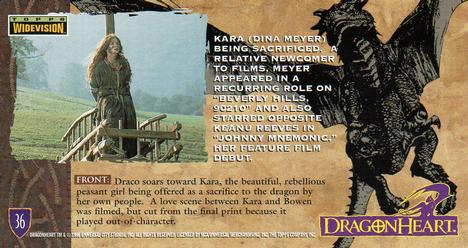 1996 Topps Dragonheart #36 Kara (Dina Meyer) Being Sacrificed. Back