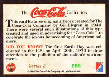 1994 Collect-A-Card Coca-Cola Collection Series 3 #286 Returning soldier, Elvgren 1944 Back