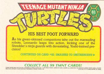 1989 O-Pee-Chee Teenage Mutant Ninja Turtles #81 His Best Foot Forward Back