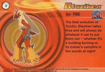 2003 Topps Pokemon Advanced #19 Blaziken Back