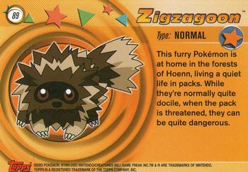 2003 Topps Pokemon Advanced #89 Zigzagoon Back