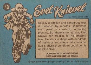1974 Topps Evel Knievel #40 Man of Action Back