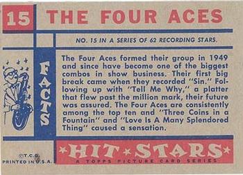 1957 Topps Hit Stars #15 The Four Aces Back