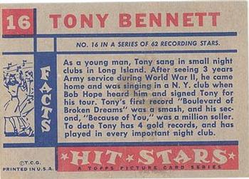 1957 Topps Hit Stars #16 Tony Bennett Back