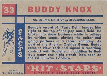1957 Topps Hit Stars #33 Buddy Knox Back