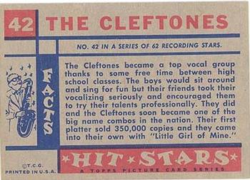 1957 Topps Hit Stars #42 The Cleftones Back