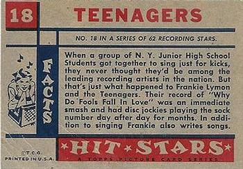 1957 Topps Hit Stars #18 Teenagers Back