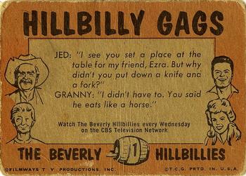 1963 Topps Beverly Hillbillies #1 People in Californy sure dress funny. Back