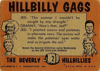 1963 Topps Beverly Hillbillies #2 Officer, Granny meant no harm climbing up the telephone pole. Back