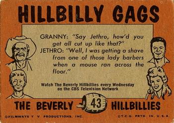 1963 Topps Beverly Hillbillies #43 Jethro, you're going to get in trouble bathing in the park fountain. Back