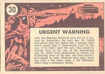 1966 Topps Lost in Space #30 Urgent Warning Back