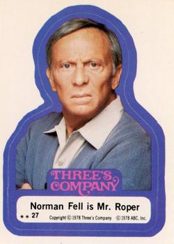 1978 Topps Three's Company #27 Norman Fell is Mr. Roper Front