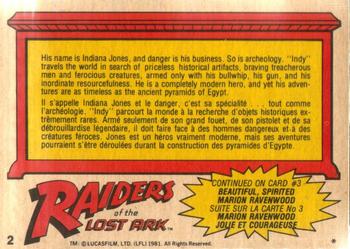 1981 O-Pee-Chee Raiders of the Lost Ark #2 Indiana Jones Back