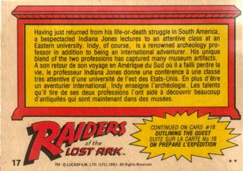 1981 O-Pee-Chee Raiders of the Lost Ark #17 Indy's Lecture Back