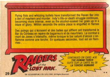 1981 O-Pee-Chee Raiders of the Lost Ark #29 Deadly Flames! Back