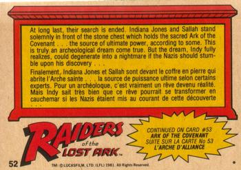 1981 O-Pee-Chee Raiders of the Lost Ark #52 Within The Stone Chest Back