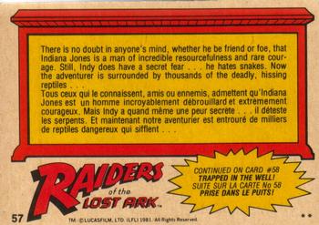 1981 O-Pee-Chee Raiders of the Lost Ark #57 Hissing Death! Back