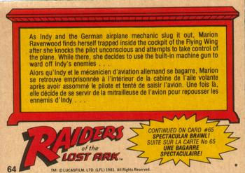 1981 O-Pee-Chee Raiders of the Lost Ark #64 Marion Holds Off The Enemy! Back