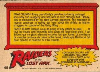 1981 O-Pee-Chee Raiders of the Lost Ark #65 Spectacular Brawl! Back