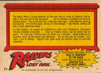 1981 O-Pee-Chee Raiders of the Lost Ark #71 Aboard The Bantu Wind Back