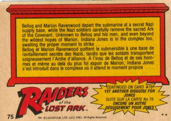 1981 O-Pee-Chee Raiders of the Lost Ark #75 Removing The Precious Cargo Back
