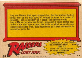 1981 O-Pee-Chee Raiders of the Lost Ark #85 The Power Of God! Back